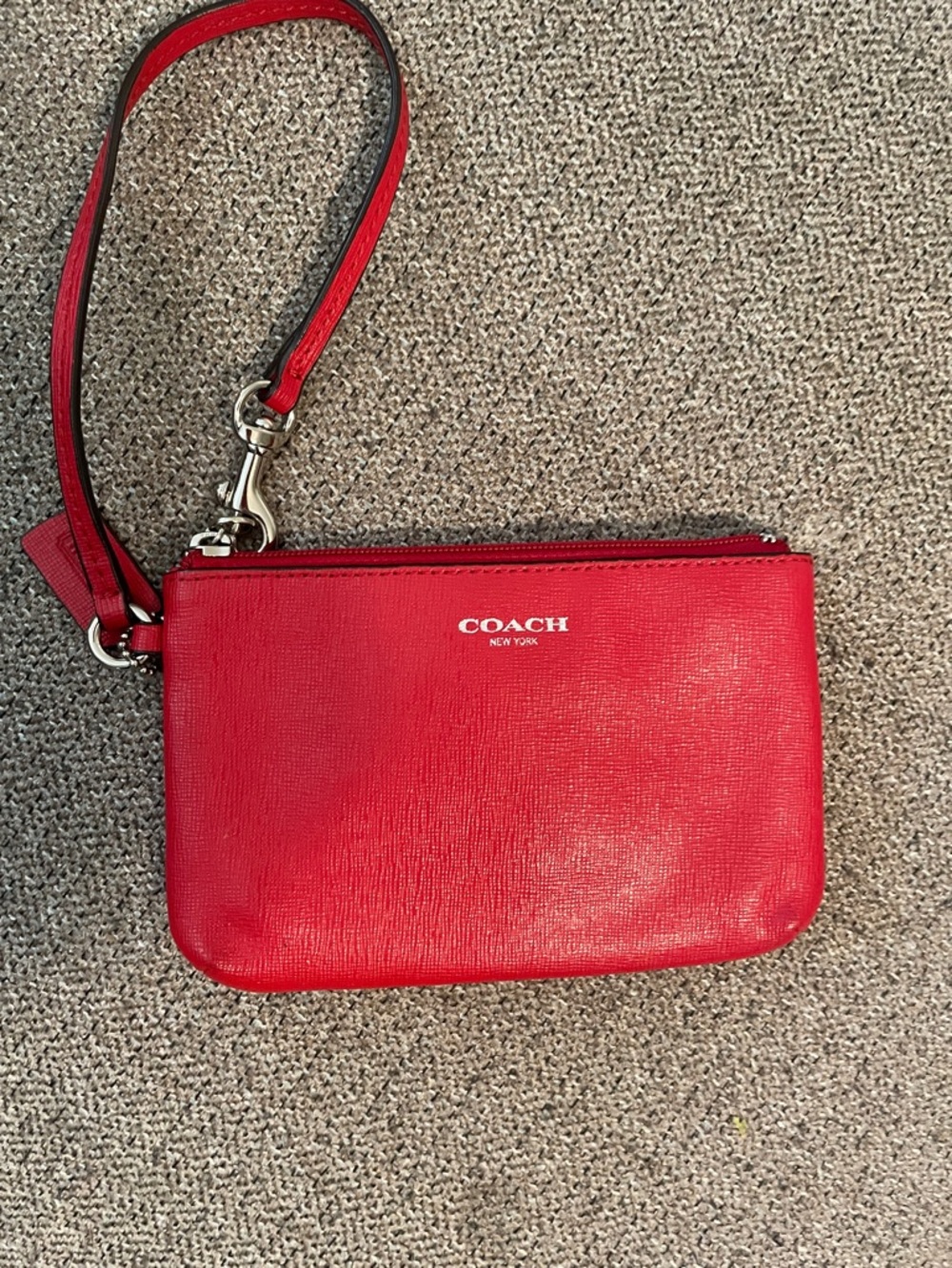 Coach Red Leather Wristlet with Detachable Strap LIKE NEW